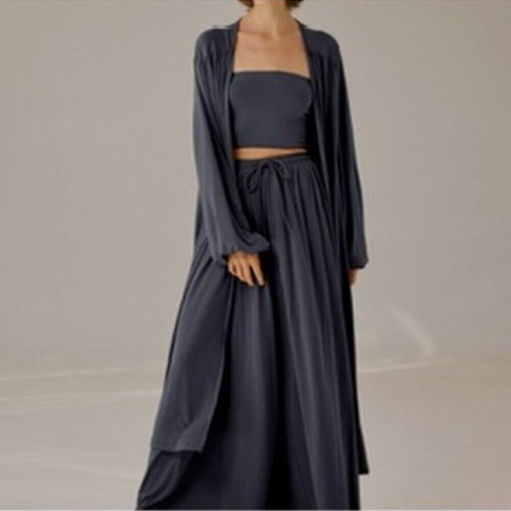 Nap Loungewear Catherine Long Modal Robe Gray Blue Size M Maxi Duster